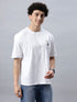 Bold Comfort: Men's Oversize Printed Cotton T-Shirt Blue